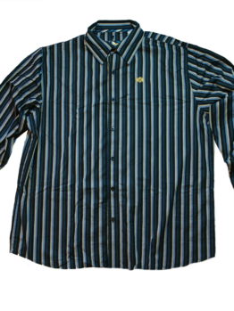 Pelle Pelle Long Sleeve Stripe Button Up / Color: Navy Green Sky Cream Combo