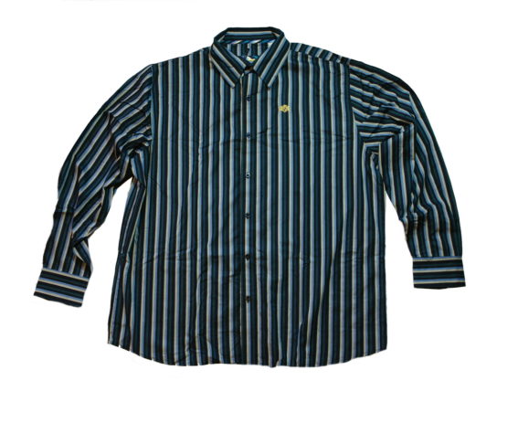 Pelle Pelle Long Sleeve Stripe Button Up / Color: Navy Green Sky Cream Combo