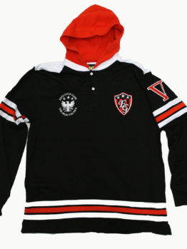 Exclusive Game Hooded Henley Jersey / Black Red