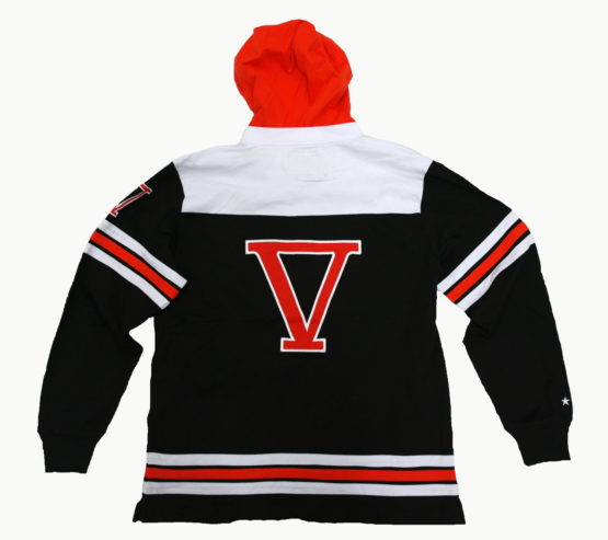 Exclusive Game Hooded Henley Jersey / Black Red