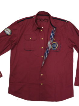 Crown Holder Long Sleeve Button-Up HR72752 / Color: Burgudy