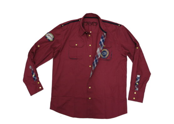 Crown Holder Long Sleeve Button-Up HR72752 / Color: Burgudy