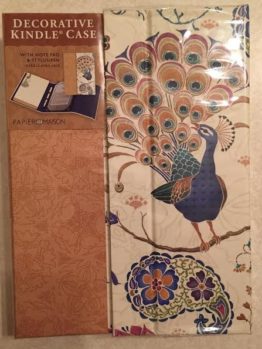 Kindle Case / Peacock Print/ Includes Pen and Note Pad / Magnetic Latch