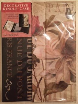 Kindle Case / Paris Flower / Includes Pen and Note Pad / Magnetic Latch