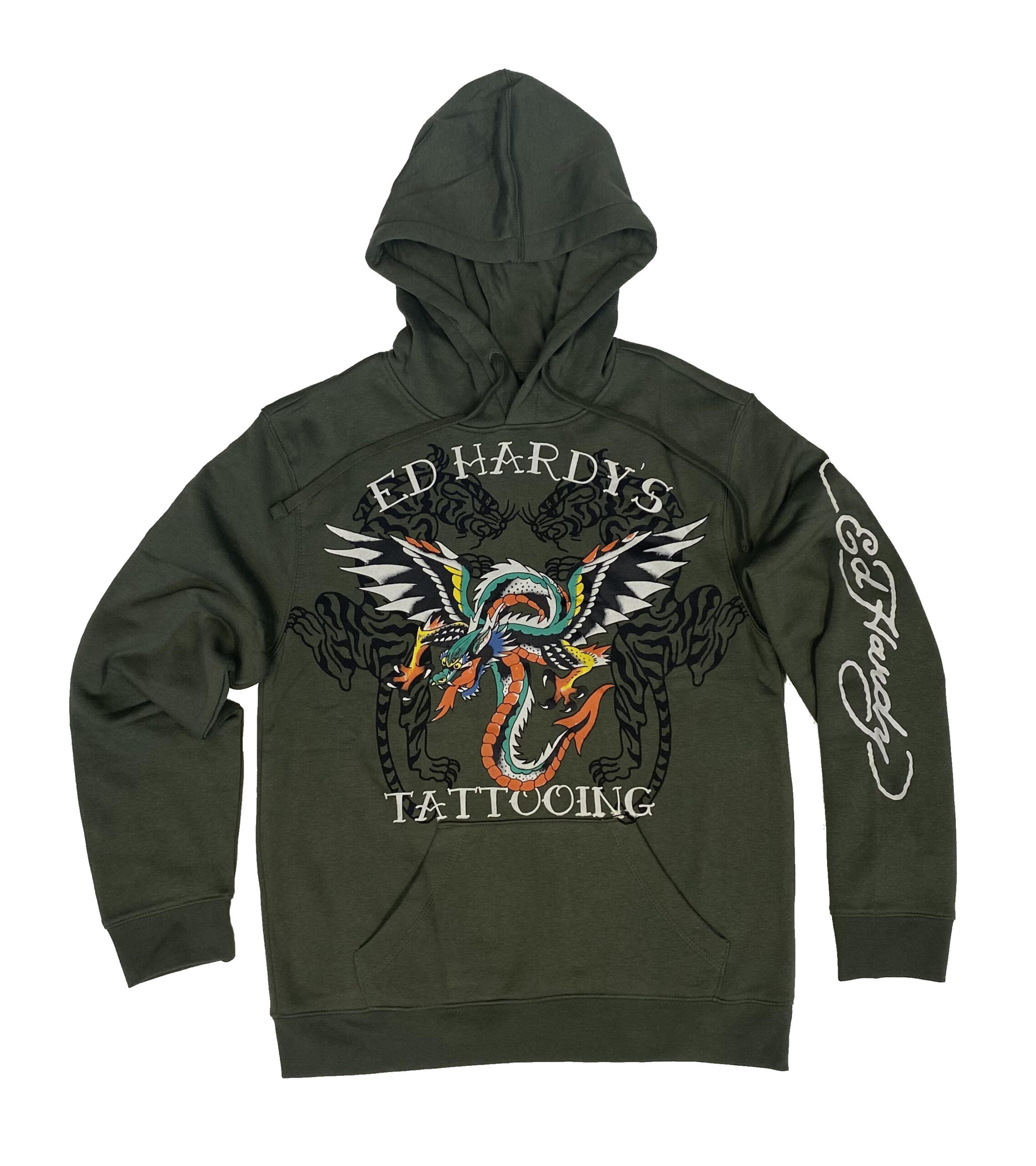 Ed Hardy hood Olive front