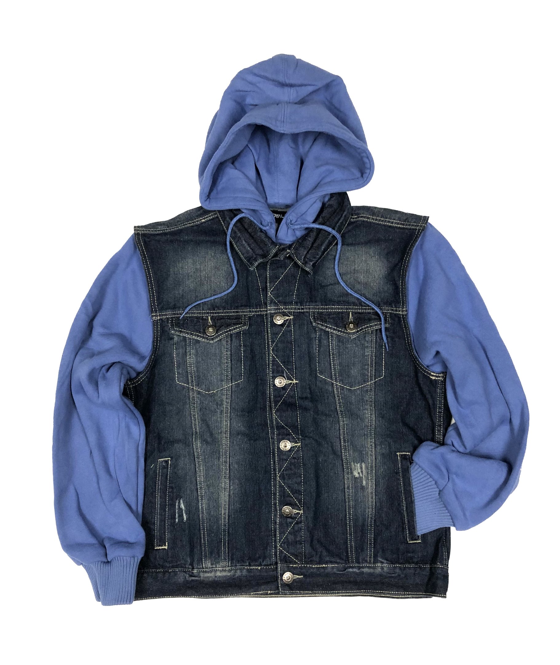 RB Denim Vest Fleece Hoodie Lt Blue