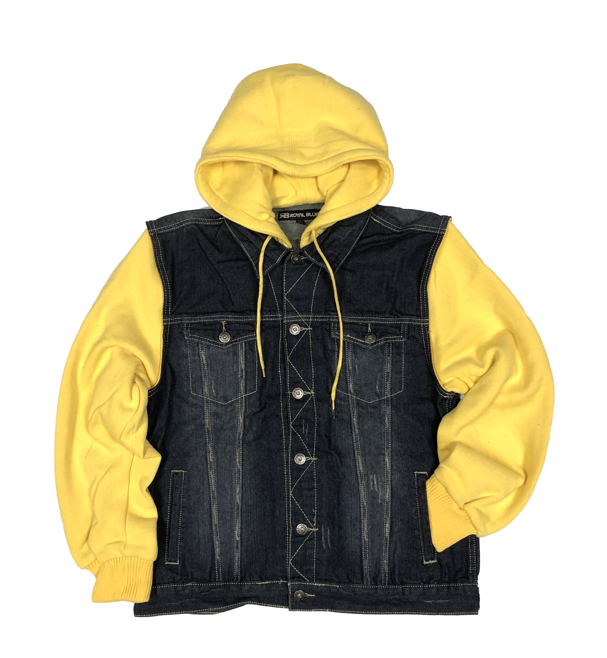 RB Denim Vest Hoodie Med Blue Yellow